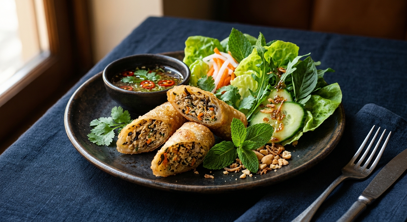 Double-cliquez pour agrandir Nems de Poulet & Salade Croquante