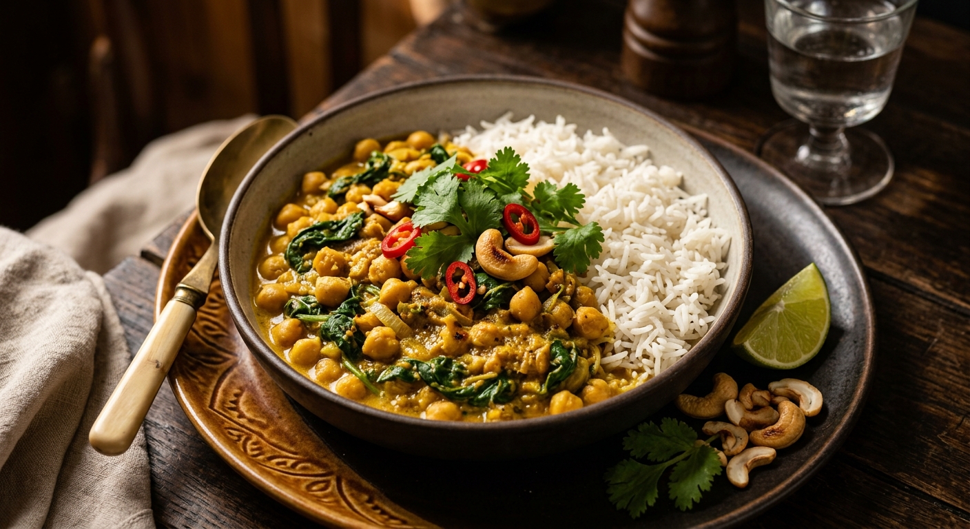 Double-cliquez pour agrandir Curry de Pois Chiches, Épinards & Lait de Coco