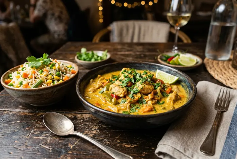 Poulet Curry Coco avec Riz aux Légumes